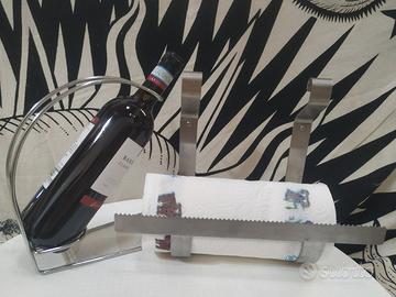 Porta bottiglia e porta rotolo acciaio