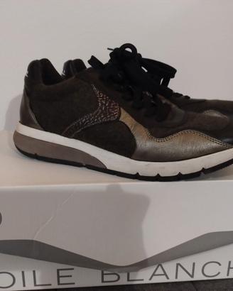 Sneakers donna in pelle/tessuto Voile Blanche 40