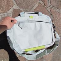 Borsa Porta PC casual grigio e verde lime