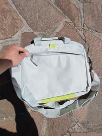 Borsa Porta PC casual grigio e verde lime