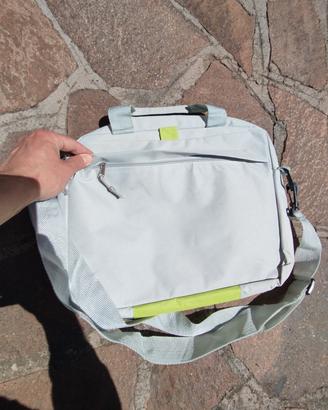 Borsa Porta PC casual grigio e verde lime