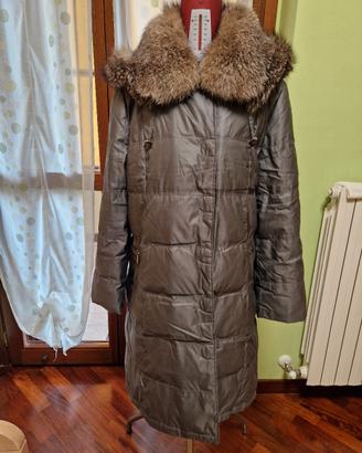 cappotto in piuma d'oca con vera pelliccia 
