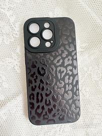 Cover semirigida leopardata nera iPhone 14 Pro