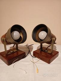 Coppia applique vintage in legno e metallo