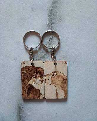 portachiavi coppia nala e simba re leone 