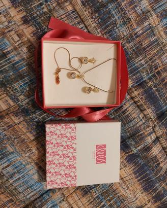 Set girocollo/orecchini argento dorato e cristalli