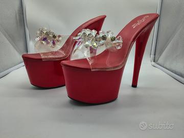 Scarpe Mules Platform Rosse 39 tacco 17