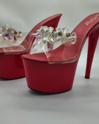 Scarpe Mules Platform Rosse 39 tacco 17