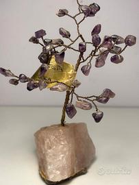 Albero portafortuna in ametista e quarzo rosa
