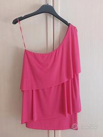 Top monospalla colore fucsia Rinascimento