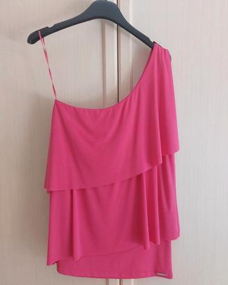 Top monospalla colore fucsia Rinascimento