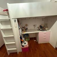 Letto a solpalco  con scrivania