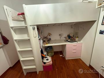 Letto a solpalco  con scrivania