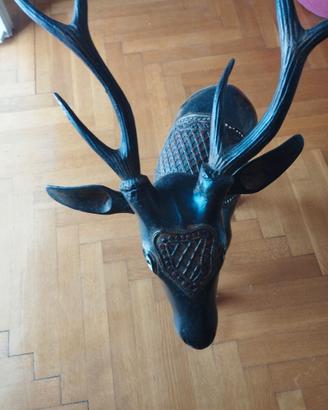 Grande scultura Cervo in legno