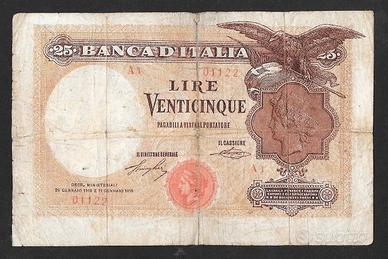Banconota 25 lire Regno d'Italia serie A1