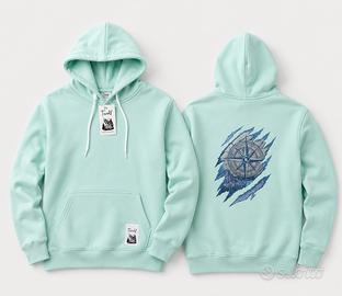 Felpa con cappuccio Twolf Rosa dei Venti Green Man