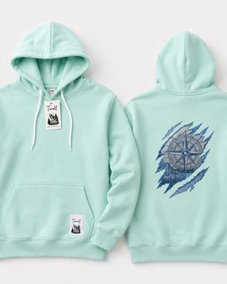 Felpa con cappuccio Twolf Rosa dei Venti Green Man