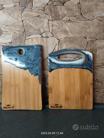 coppia di taglieri in Bamboo e resina