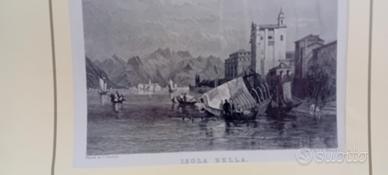 stampa antica lago maggiore veduta di isola bella