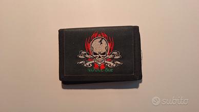 Portafoglio nero con teschio 