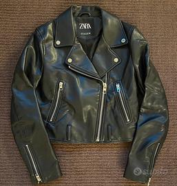 Giacca biker in similpelle nera, Zara, taglia S