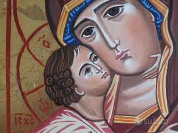 Icona dipinta a mano su tavola di legno da 2 cm