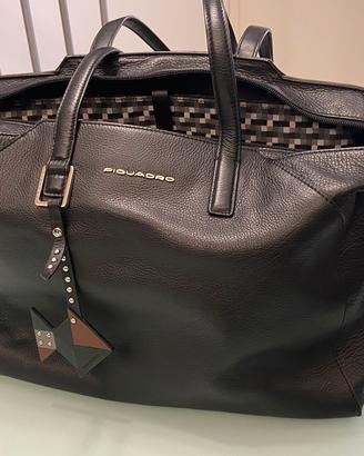 Borsa Shopping Piquadro Muse in pelle nera nuova