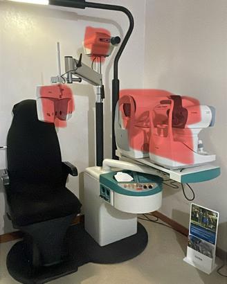 Poltrona usata per ottica riunito oftalmico