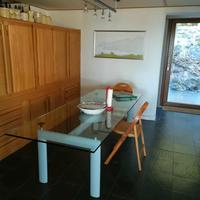 Tavolo da pranzo in vetro e metallo "TUBE D'AVION"