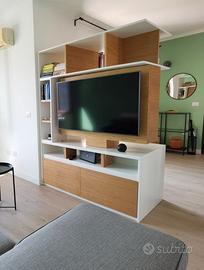 mobile da salone artigianale in legno Rovere 