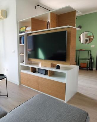 mobile da salone artigianale in legno Rovere 