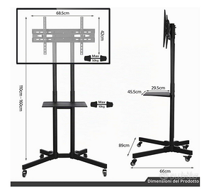 Yaheetech Supporto/Carrello Porta TV con ruote