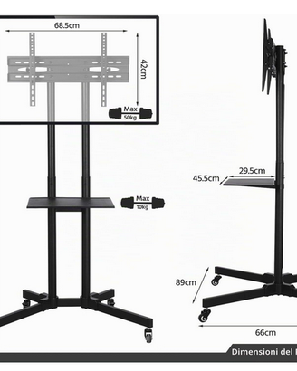 Yaheetech Supporto/Carrello Porta TV con ruote