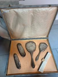 Set da toilette vintage argento 800 con cofanetto