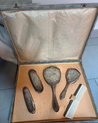 Set da toilette vintage argento 800 con cofanetto