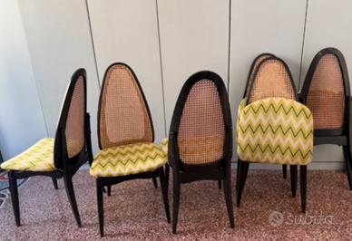 6 sedie design Schienale in paglia di Vienna