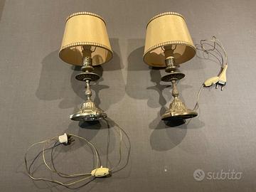 Lampade da comodino vintage in peltro.