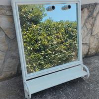 Specchio grande bambù e rattan con mensola e luci