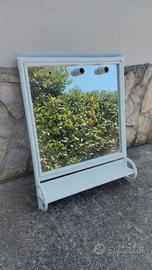 Specchio grande bambù e rattan con mensola e luci