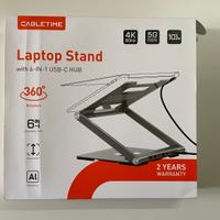 Laptop Stand 360° con Dock 6-in-1 Cabletime