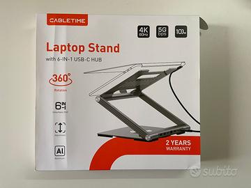 Laptop Stand 360° con Dock 6-in-1 Cabletime