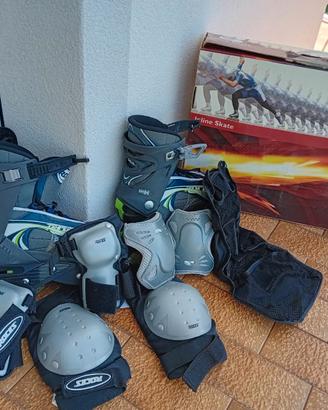 Skate inline + equipaggiamento sicurezza