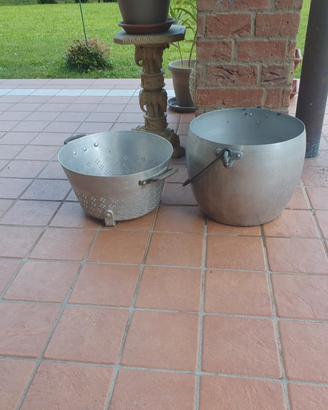 pentola e scolapasta vintage