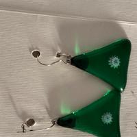 Orecchini Pendenti VETRO DI MURANO Verde Smeraldo 