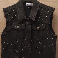 Gilet donna jeans, con borchie