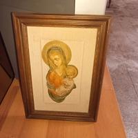 Quadretto antico vintage altorilievo Madonna 