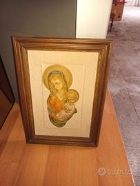 Quadretto antico vintage altorilievo Madonna 