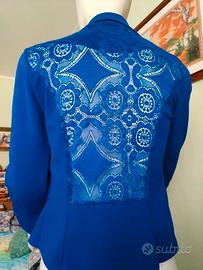Giacca/ blazer blu elettrico con pizzo