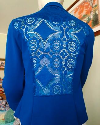 Giacca/ blazer blu elettrico con pizzo