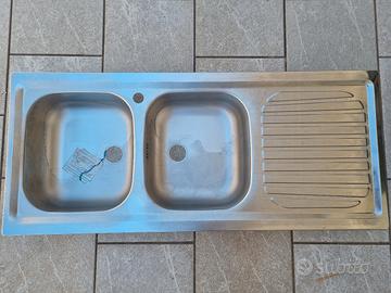 Lavello acciaio inox 2 vasche e gocciolatoio 